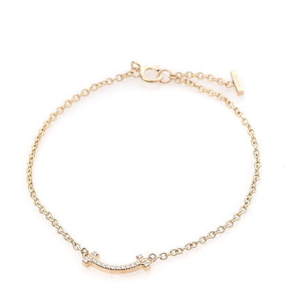 Tiffany 18K Rose Gold Diamond Mini T Smile Bracelet 1 of 5