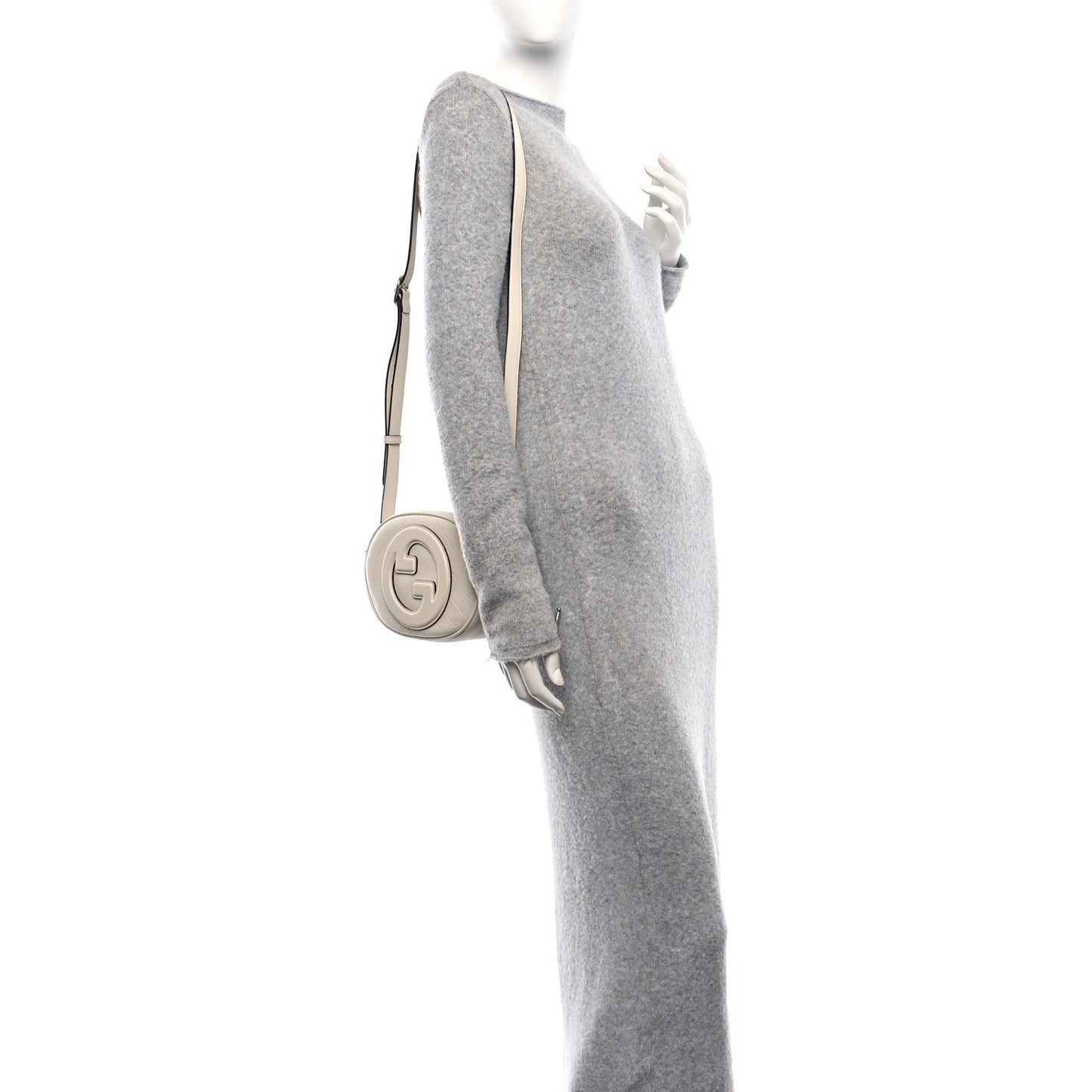 Sakai Be Green Calfskin Diagonal Stitched Mini Blondie Shoulder Bag Mystic White