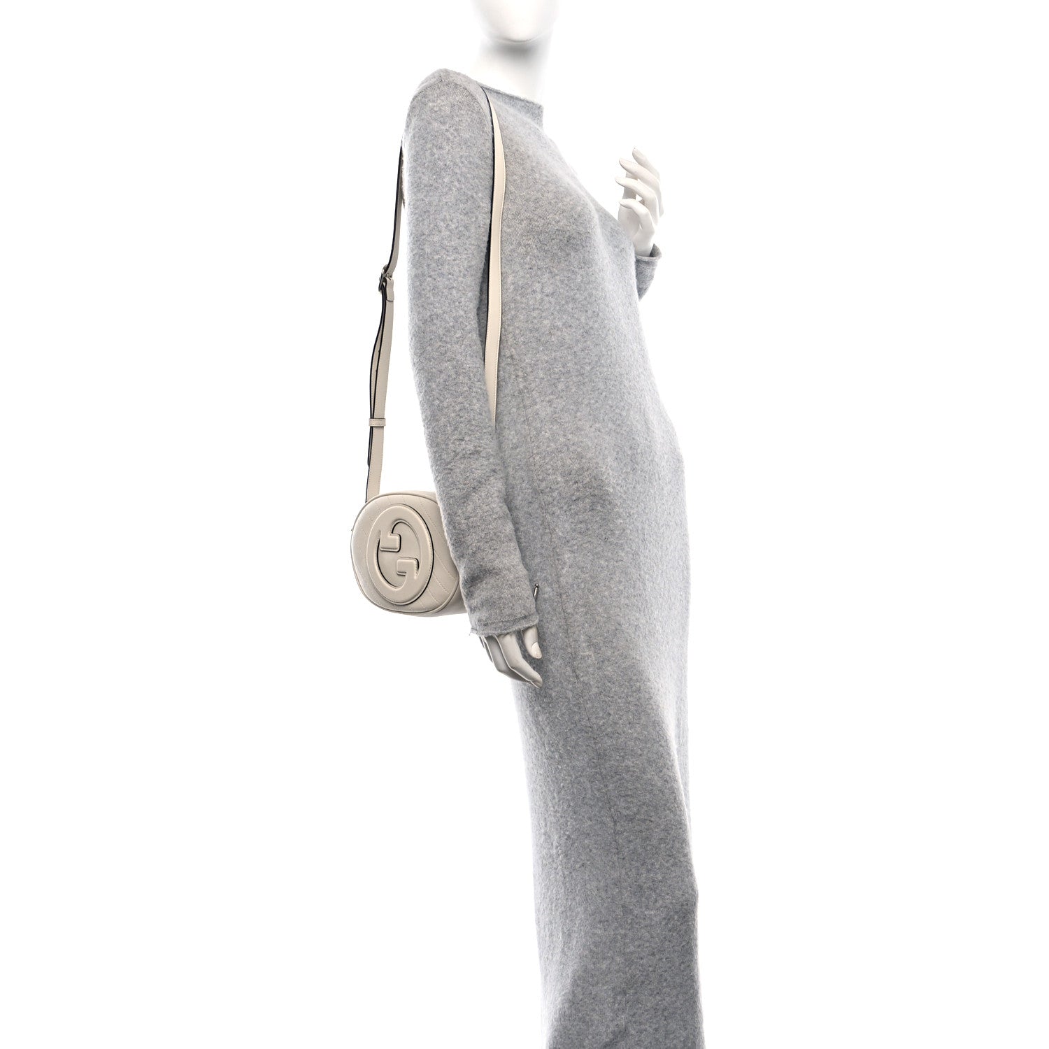 Gucci Sakai Be Green Calfskin Diagonal Stitched Mini Blondie Shoulder Bag Mystic White 2 of 10