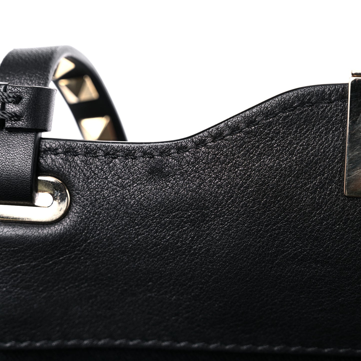 Vitello Medium Rockstud Tote Black
