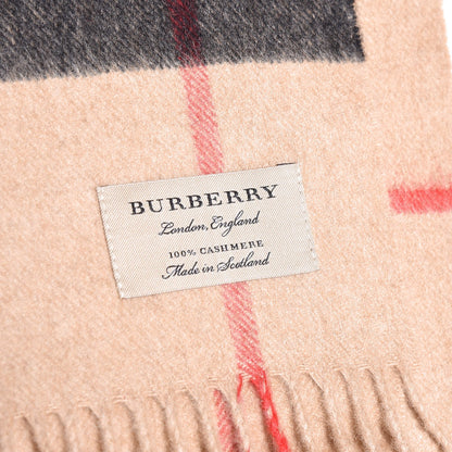 Burberry Cashmere Giant Check Fringe Scarf Camel 4 of 5
