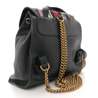 Gucci Calfskin Web GG Marmont Flap Chain Backpack Black 2 of 11