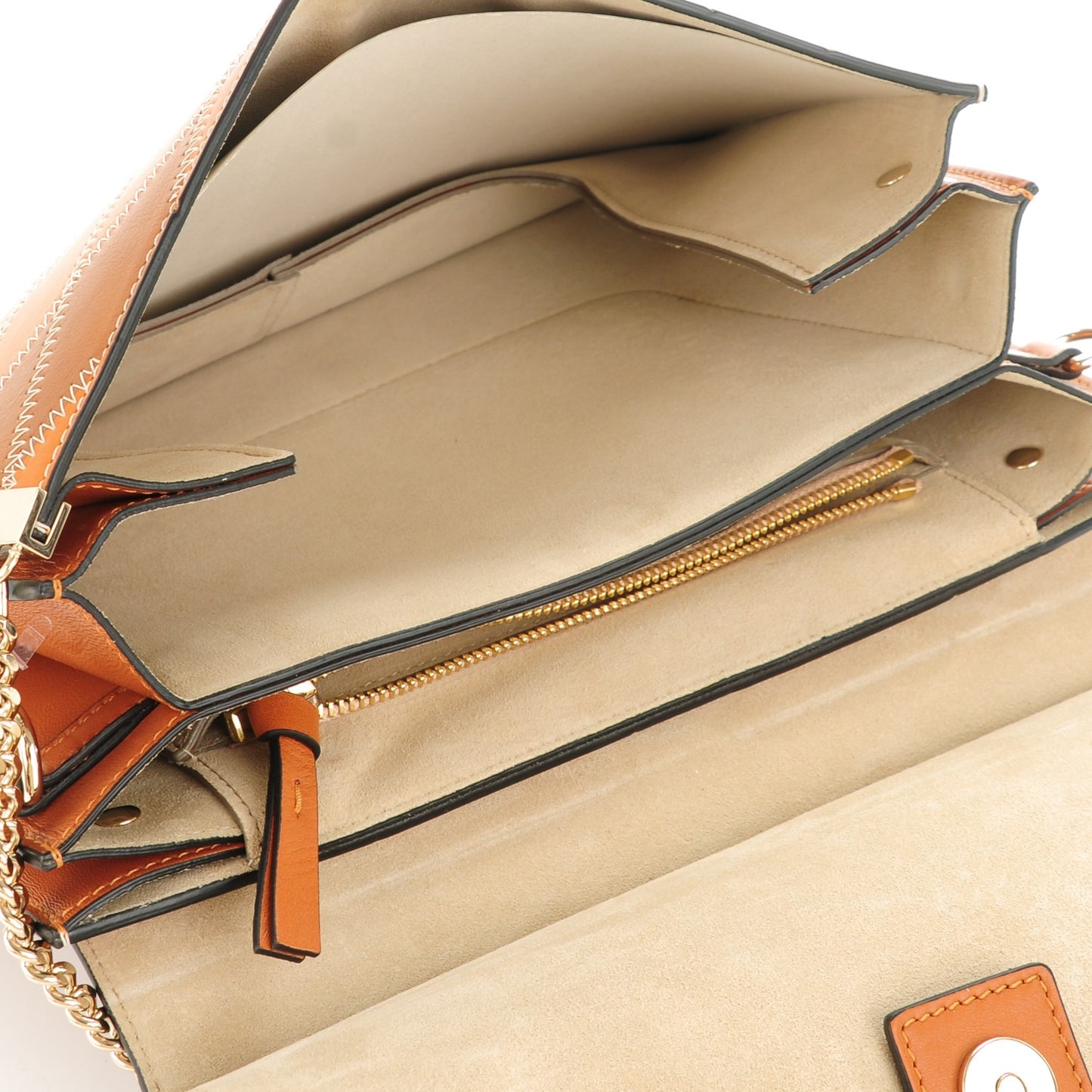 Calfskin Patchwork Medium Faye Shoulder Bag Caramel
