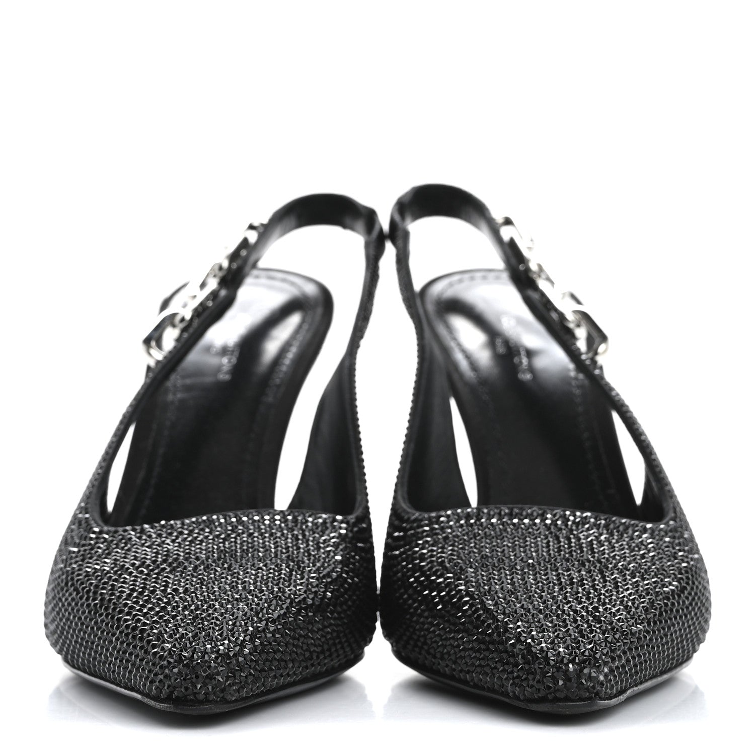 Louis Vuitton Crystal Sparkle Slingback Pumps 40 Black 3 of 14