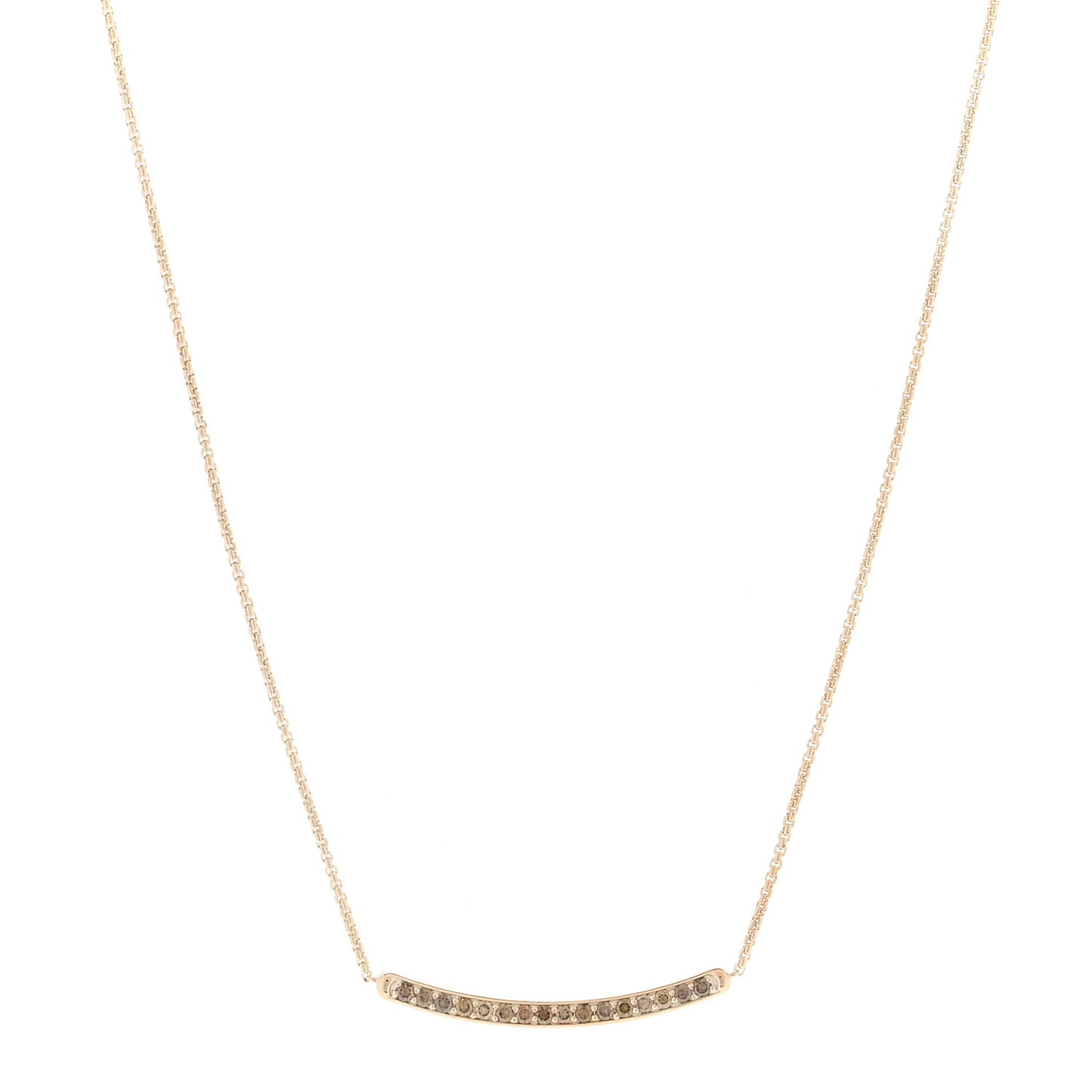 18K Rose Gold Cognac Diamond Petite Pave Bar Necklace