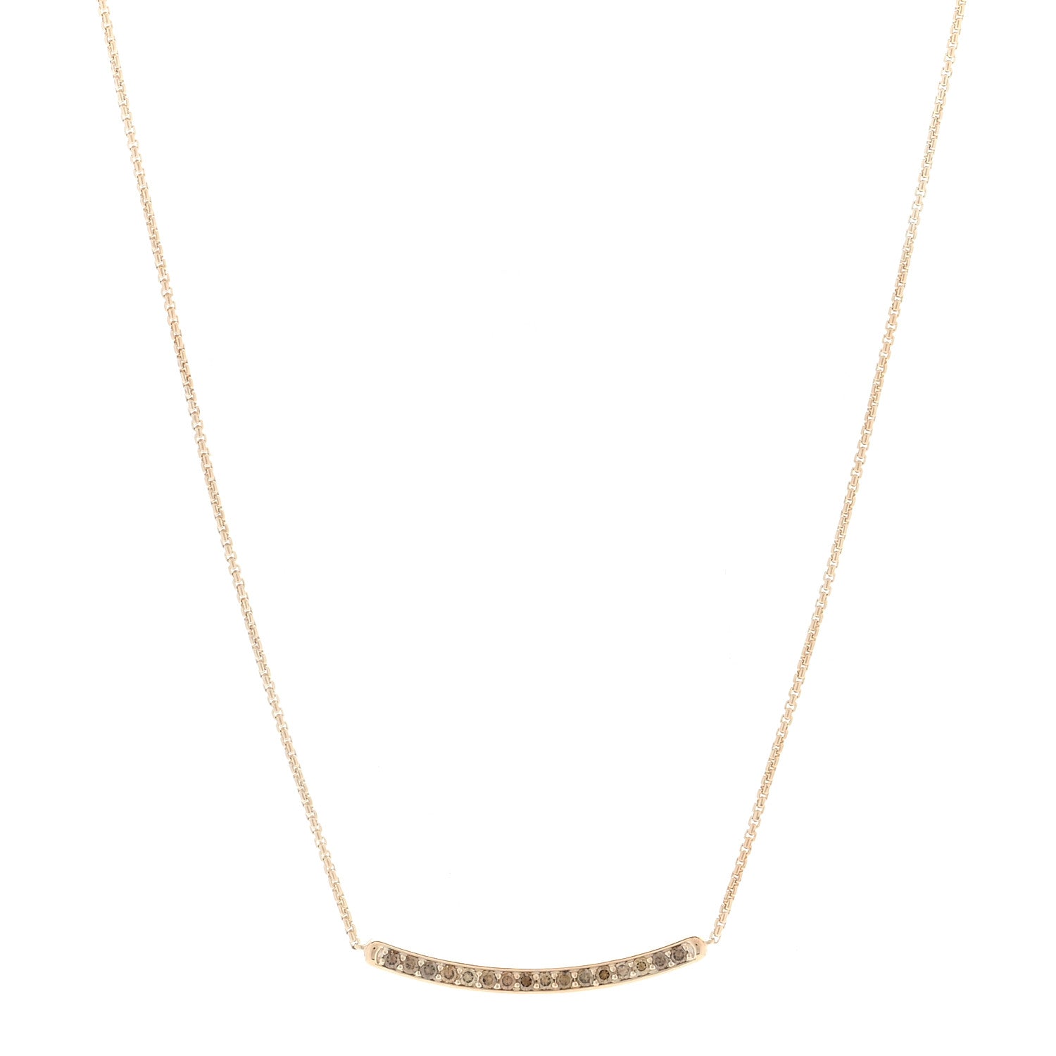 David Yurman 18K Rose Gold Cognac Diamond Petite Pave Bar Necklace 1 of 4