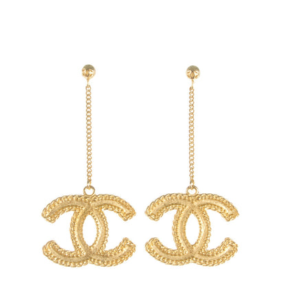 Chanel CC Drop Earrings Matte Gold 1 of 5