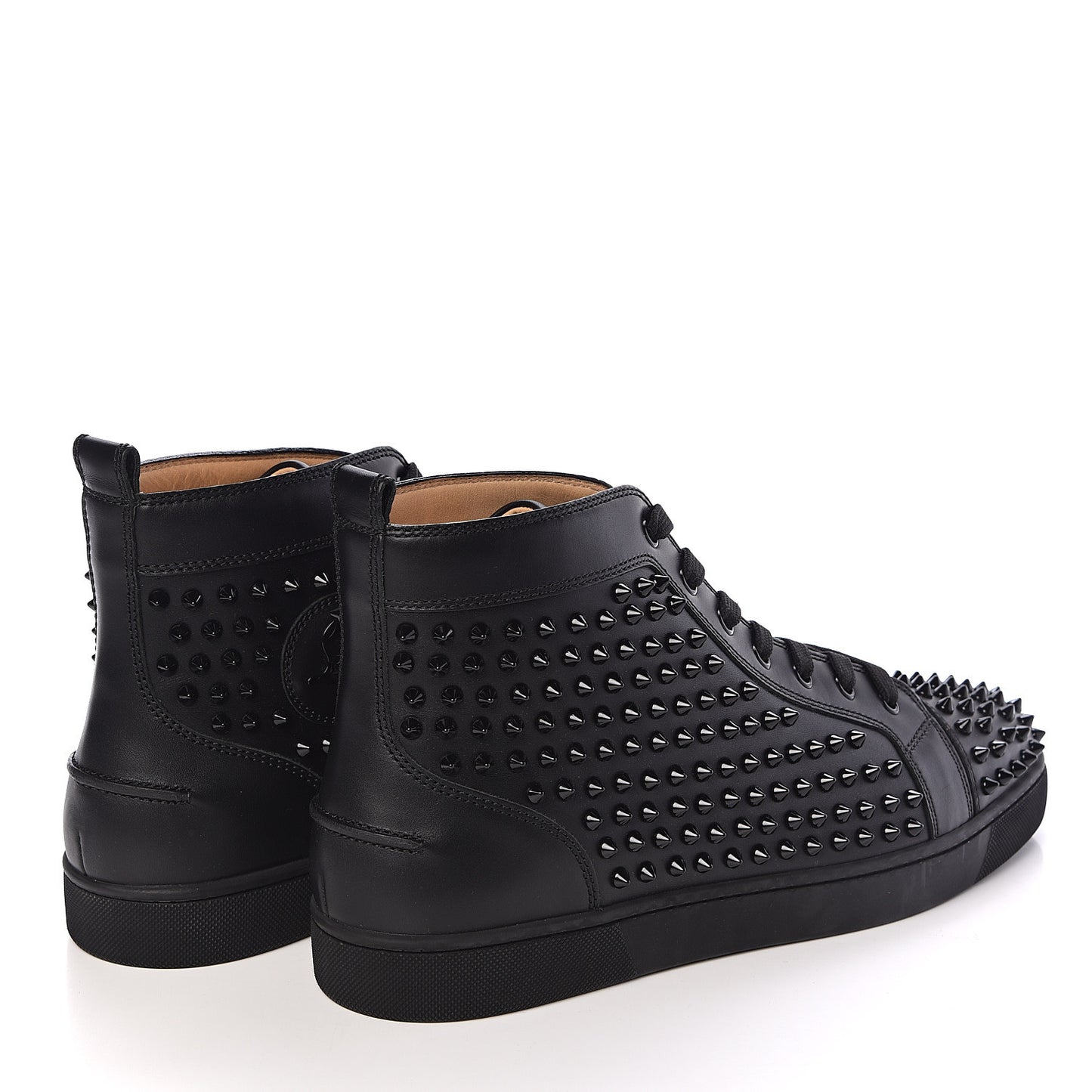 Calfskin Mens Louis Spikes Flat Sneakers 44.5 Black