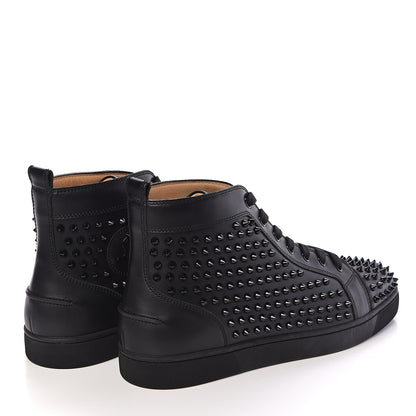 Christian Louboutin Calfskin Mens Louis Spikes Flat Sneakers 44.5 Black 4 of 8