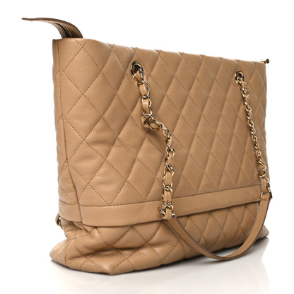Chanel Caviar Quilted Rolled Up Tote Beige 3 of 10