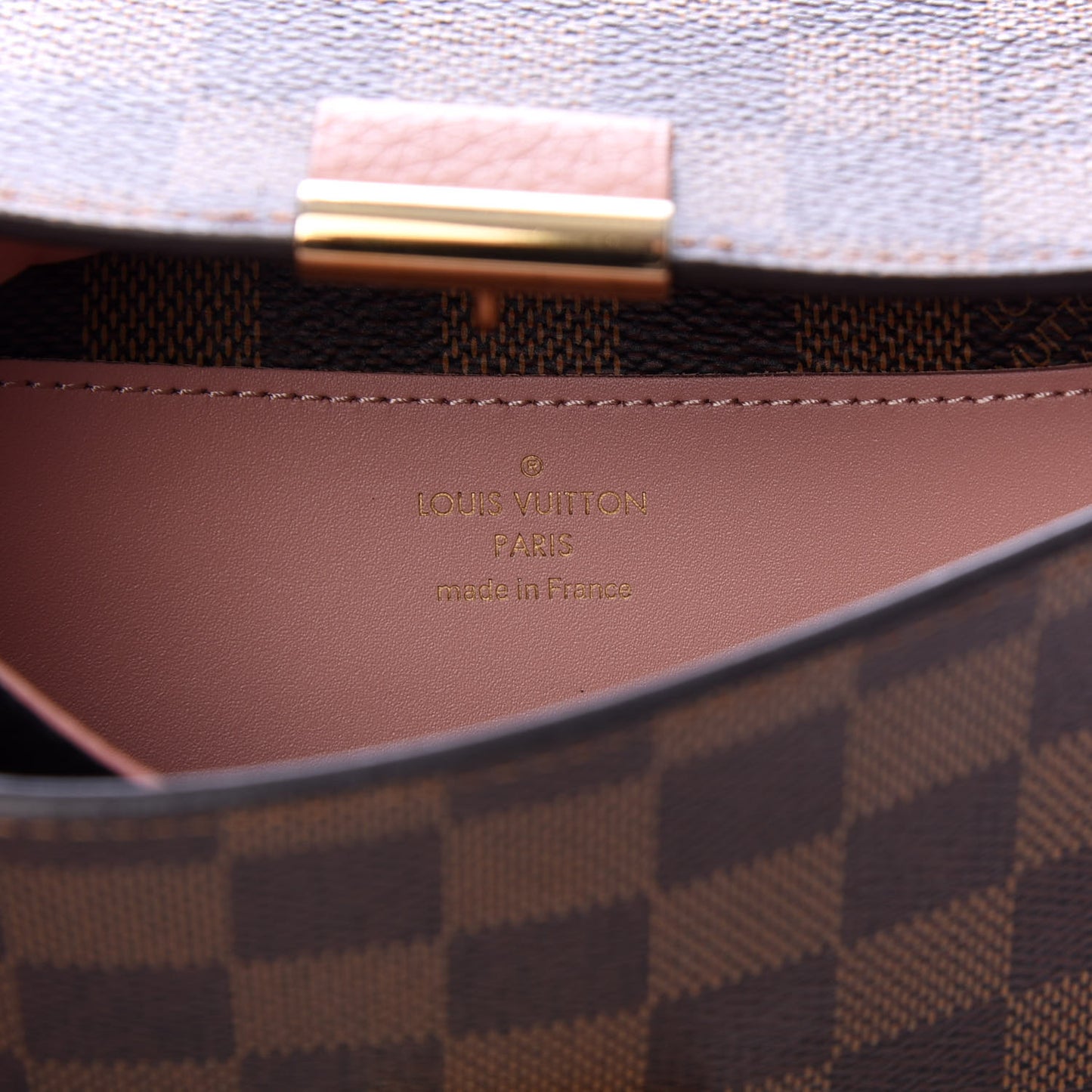 Damier Ebene Croisette Chain Wallet Rose Ballerine