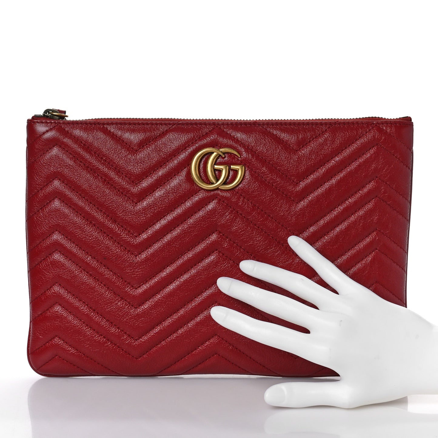 Azalea Calfskin Matelasse Heart GG Marmont Zip Pouch Romantic Cerise