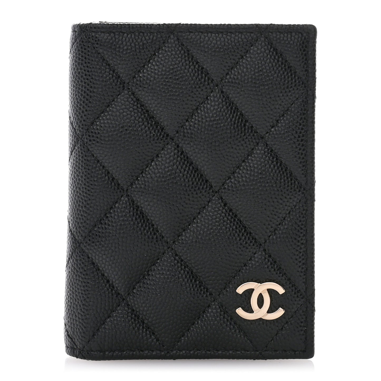 Caviar Quilted Card Holder Wallet Black