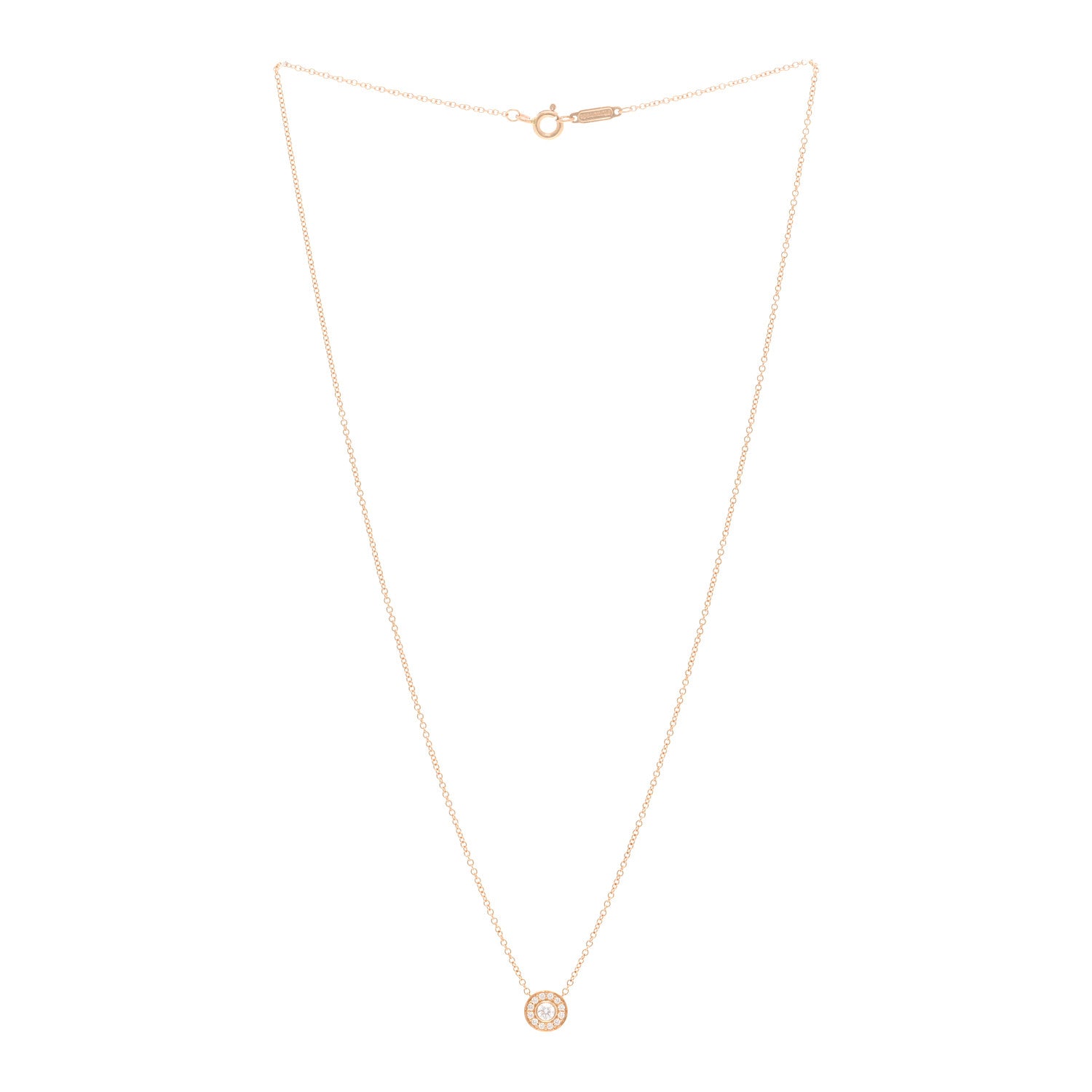 Tiffany 18K Rose Gold Diamond .16ctw Circlet Pendant Necklace 3 of 5