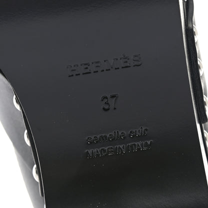 Hermes Calfskin Calya Mules 37 Black 6 of 9
