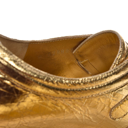 Chanel Lame Lace Up Creeper Sneakers 38 Gold 11 of 12