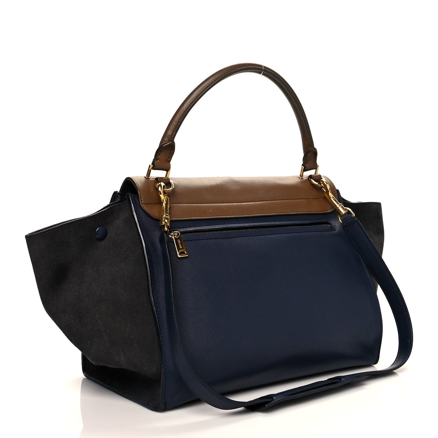 Smooth Calfskin Suede Medium Tri-Color Trapeze Midnight