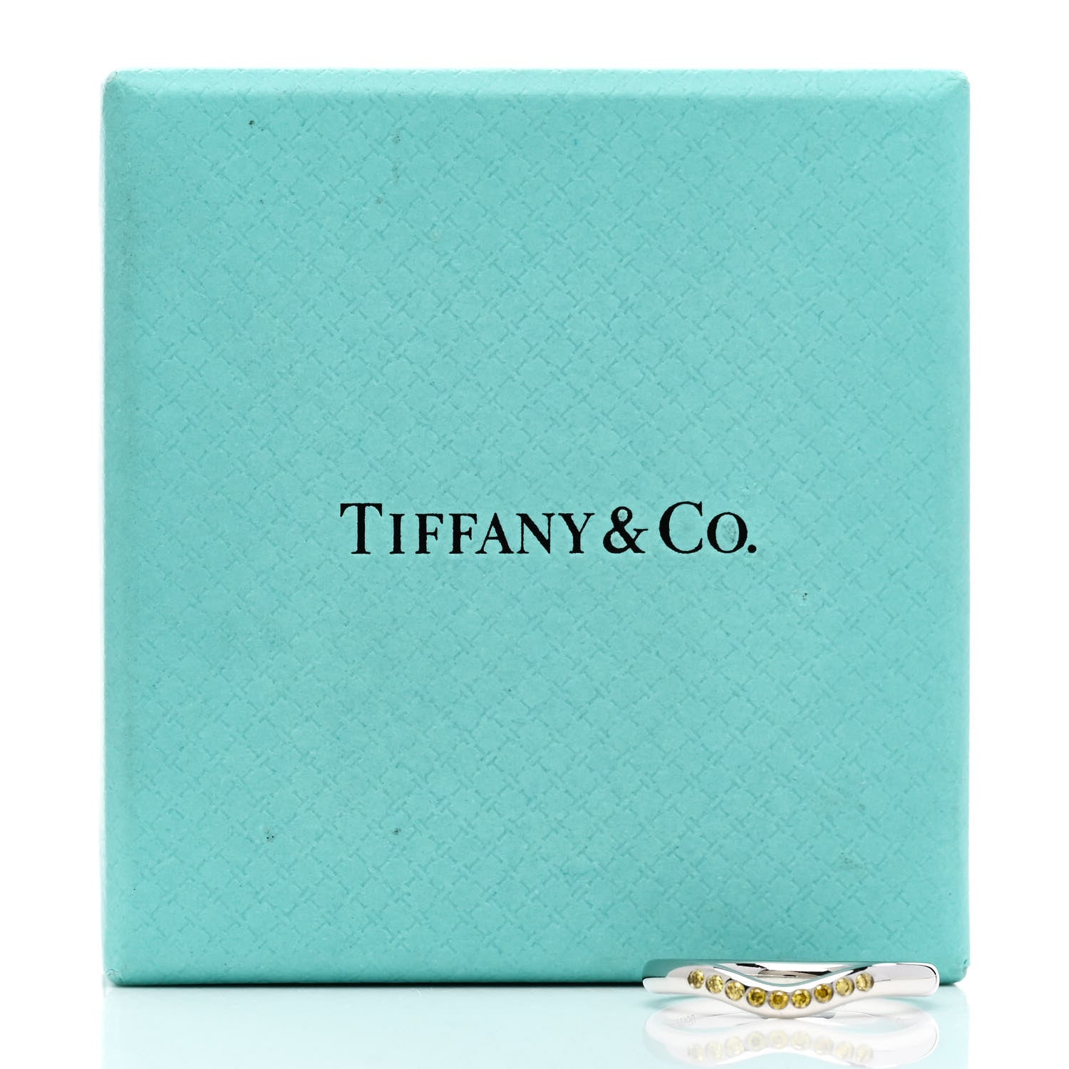 Tiffany Platinum Yellow Diamond Elsa Peretti Wedding Band Ring 51 5.75 6 of 6