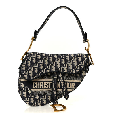 Christian Dior Oblique Embroidered Saddle Bag Blue 1 of 10