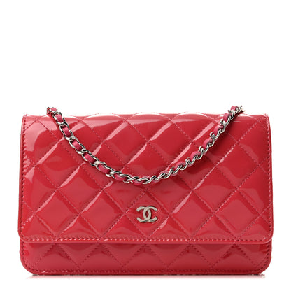 Chanel Patent Quilted Wallet On Chain WOC Fuchsia 1 of 12