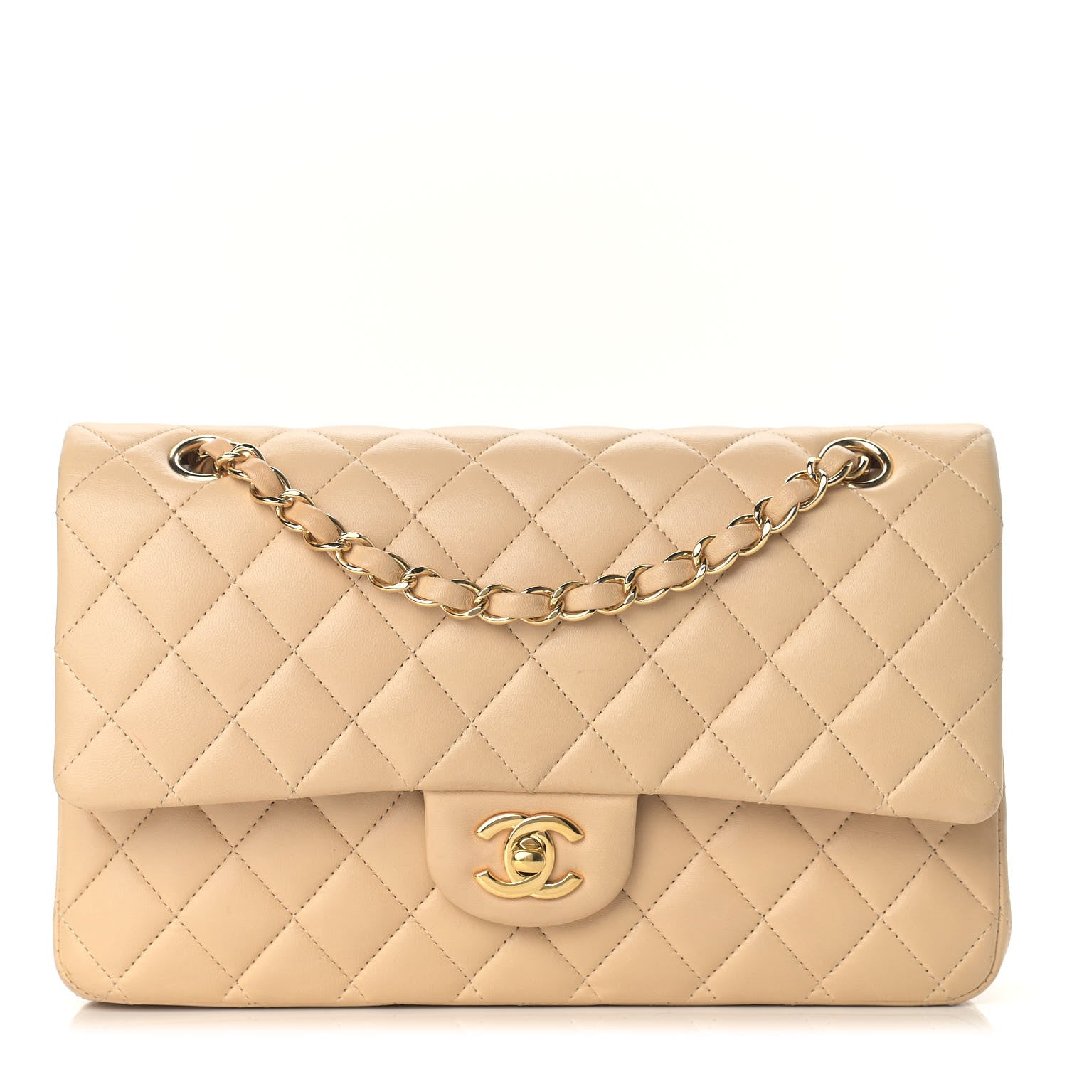 Chanel Lambskin Quilted Medium Double Flap Beige 1 of 18