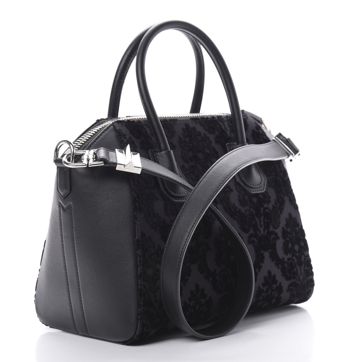 Calfskin Velvet Small Devoree Antigona Black