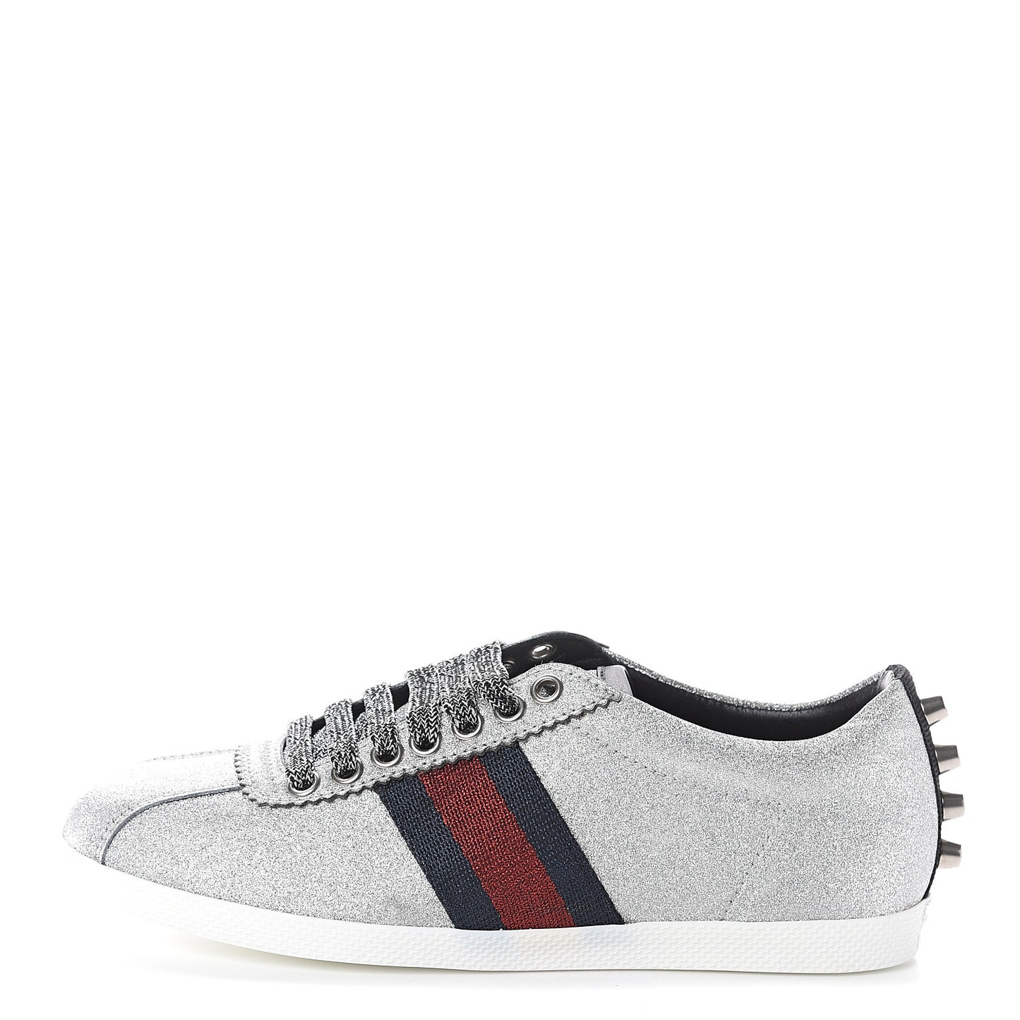 Glitter Fabric Studded Web Sneakers 35.5 Silver