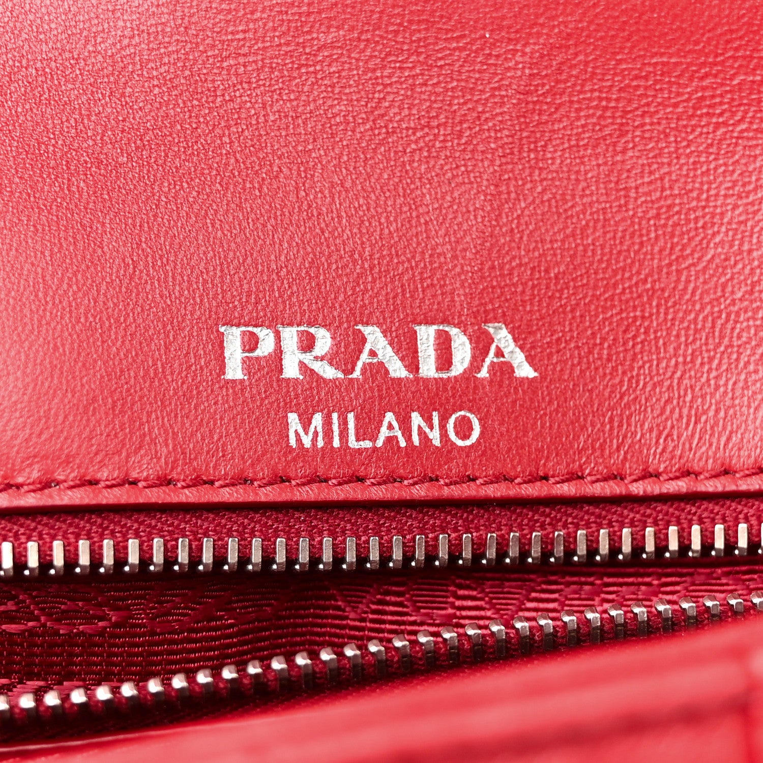 Prada Nappa Gaufre Small Chain Flap Shoulder Bag Fuoco 6 of 14