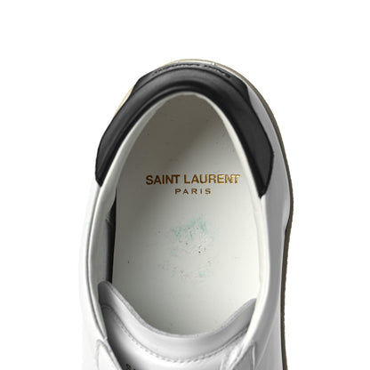 Saint Laurent Calfskin Embroidered Court Classic Sneakers 41 White Black 6 of 9