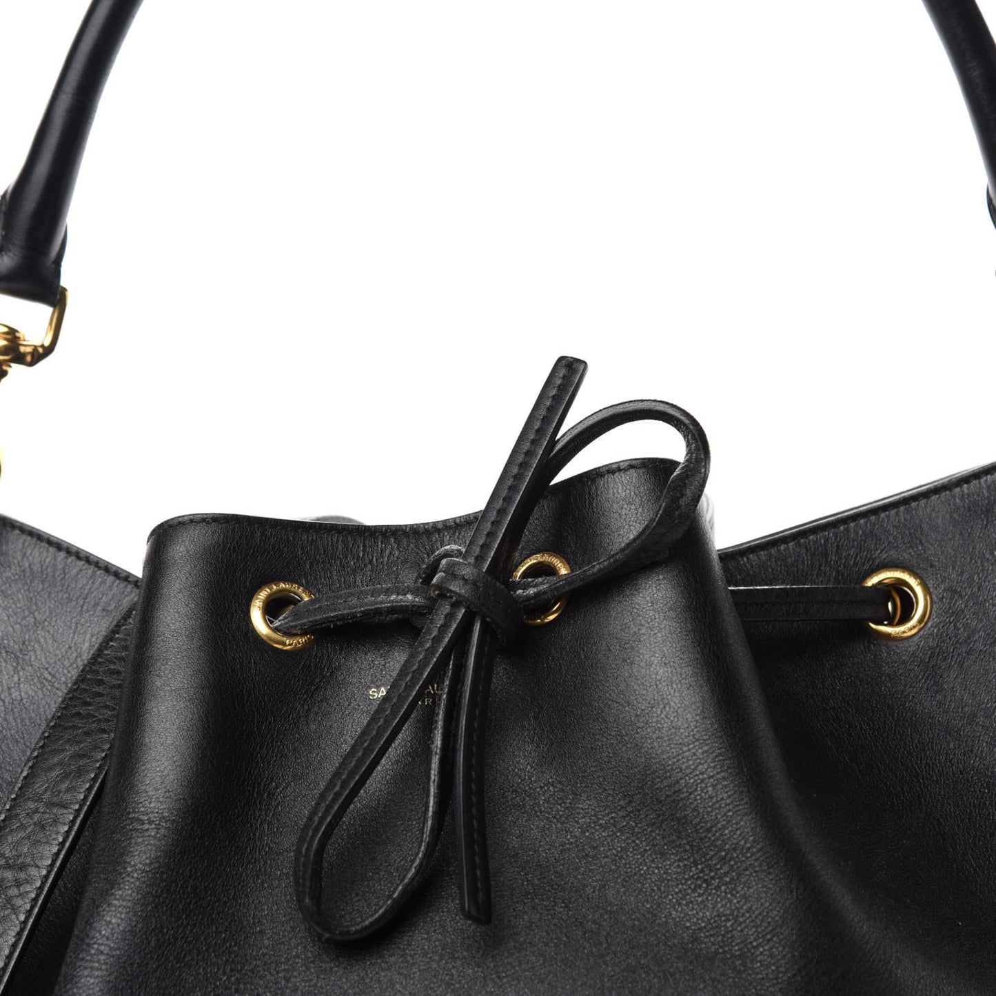 Calfskin Large Emmanuelle Bucket Bag Black