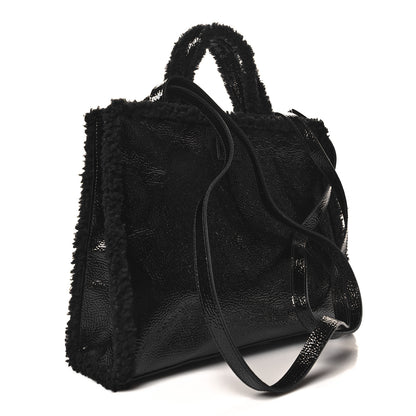 Telfar X UGG Crinkle Patent Shearling Large Shopping Bag Black 3 of 9
