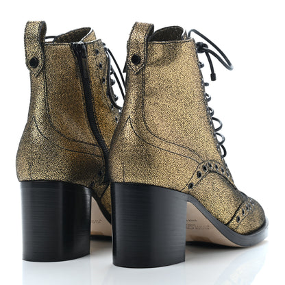 Jimmy Choo Crackled Metallic Calf Hannah 65 Boots 38 Gold Black 4 of 8