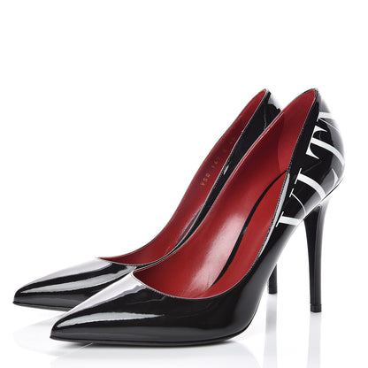 Valentino Garavani Patent VLTN 105mm Pumps 40 Black White 3 of 10