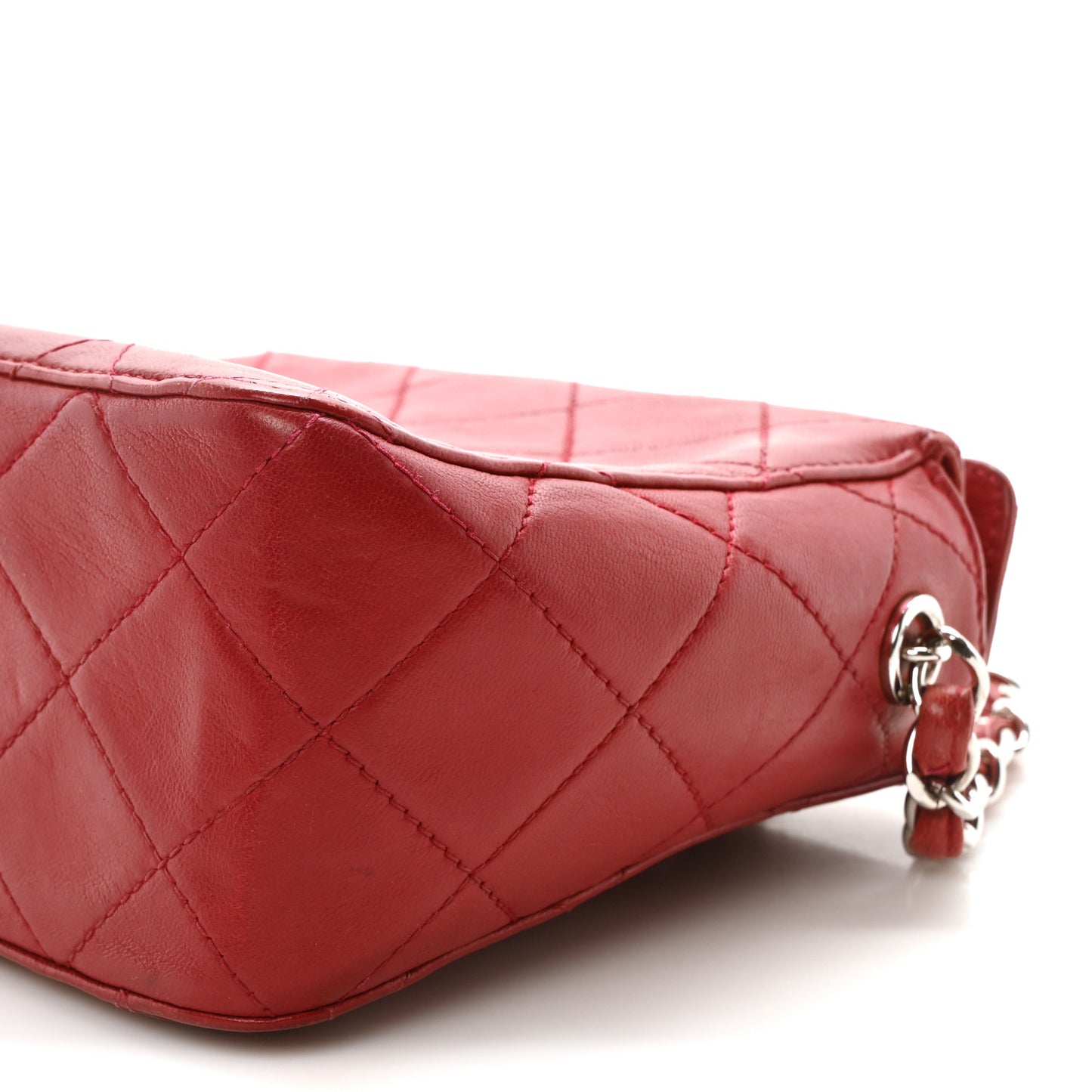 Lambskin Quilted Square Chain Bag Red