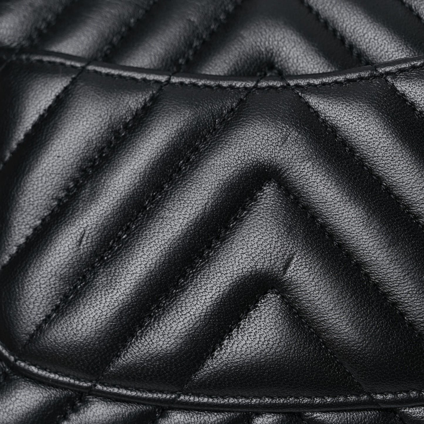 Lambskin Chevron Quilted Mini Rectangular Flap Black