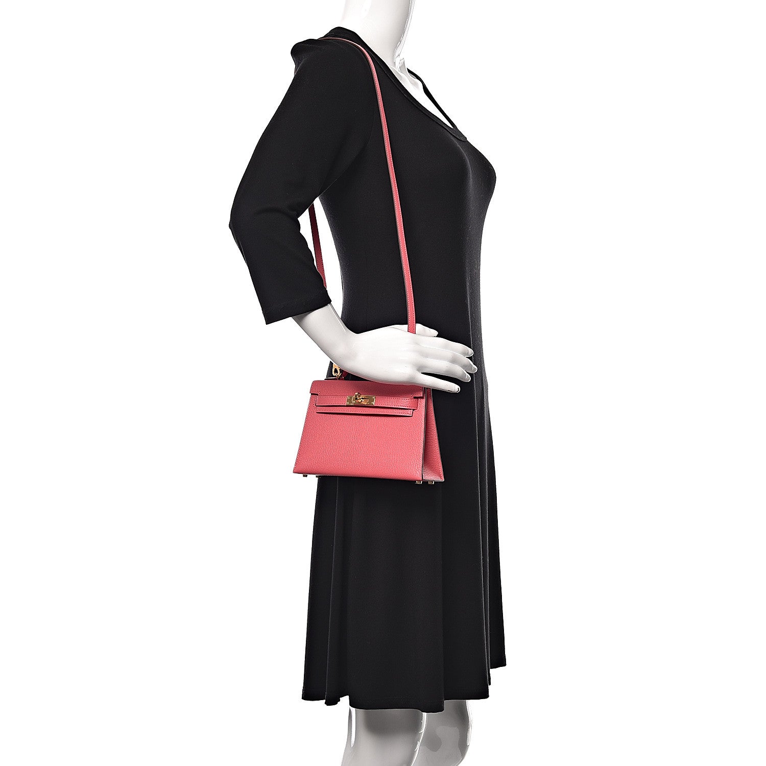 Hermes Chevre Mysore Mini Kelly Sellier 20 Rose Lipstick 2 of 31