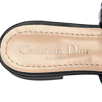 Christian Dior Calfskin Ribbon Checker Print J'Adior Slingback Ballet Flats 37 Black White 6 of 8