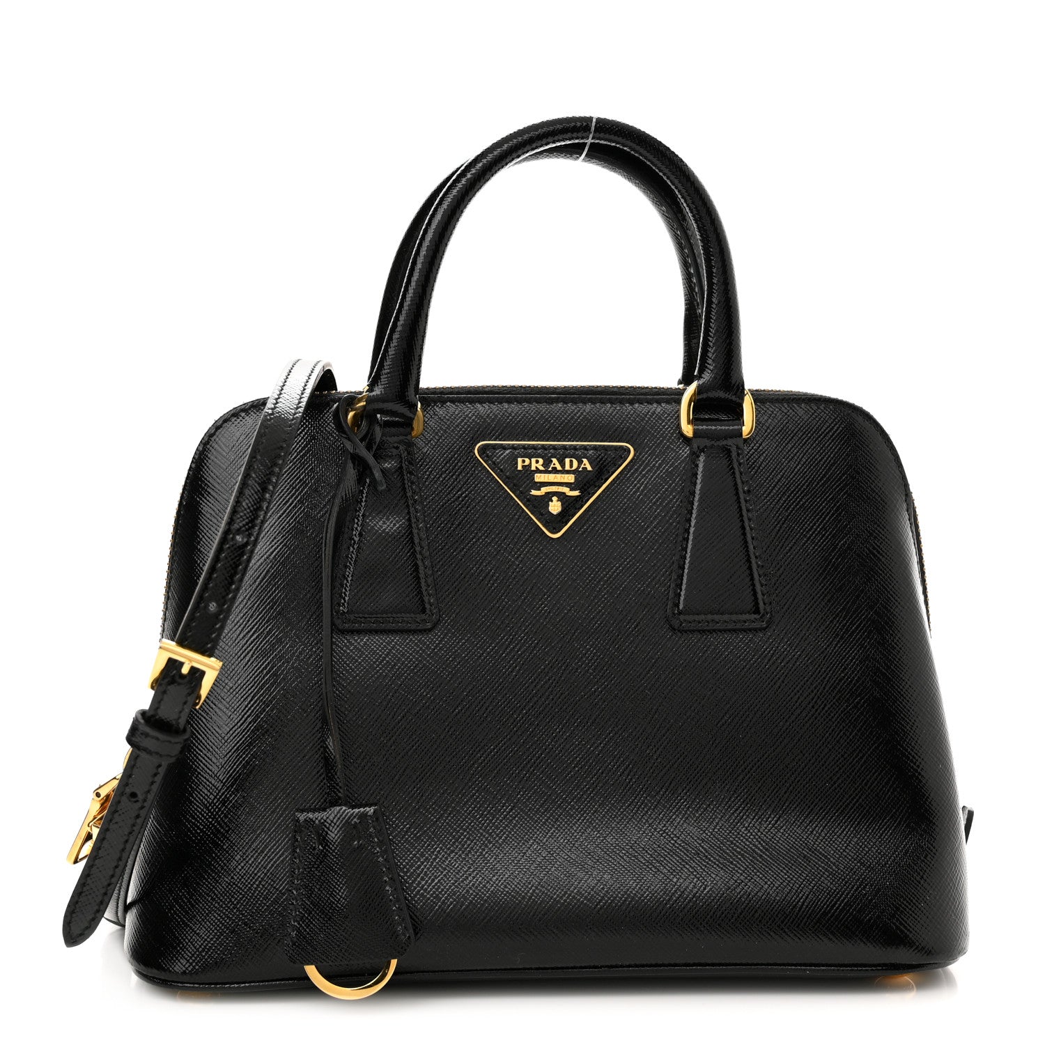 Prada Saffiano Vernice Mini Promenade Tote Black 1 of 8
