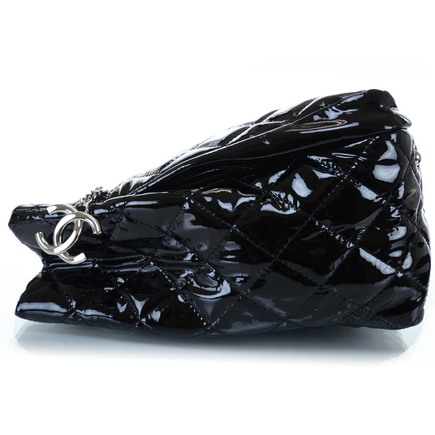 Patent Quilted Large Chic and Glitter Tote Black