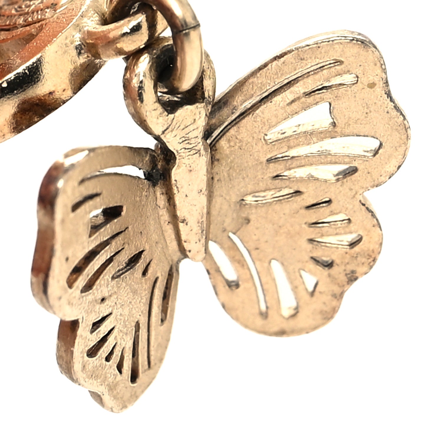 Chanel Crystal CC Butterfly Earrings Gold 5 of 5