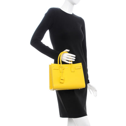 Saint Laurent Grained Calfskin Baby Sac De Jour Yellow 3 of 15