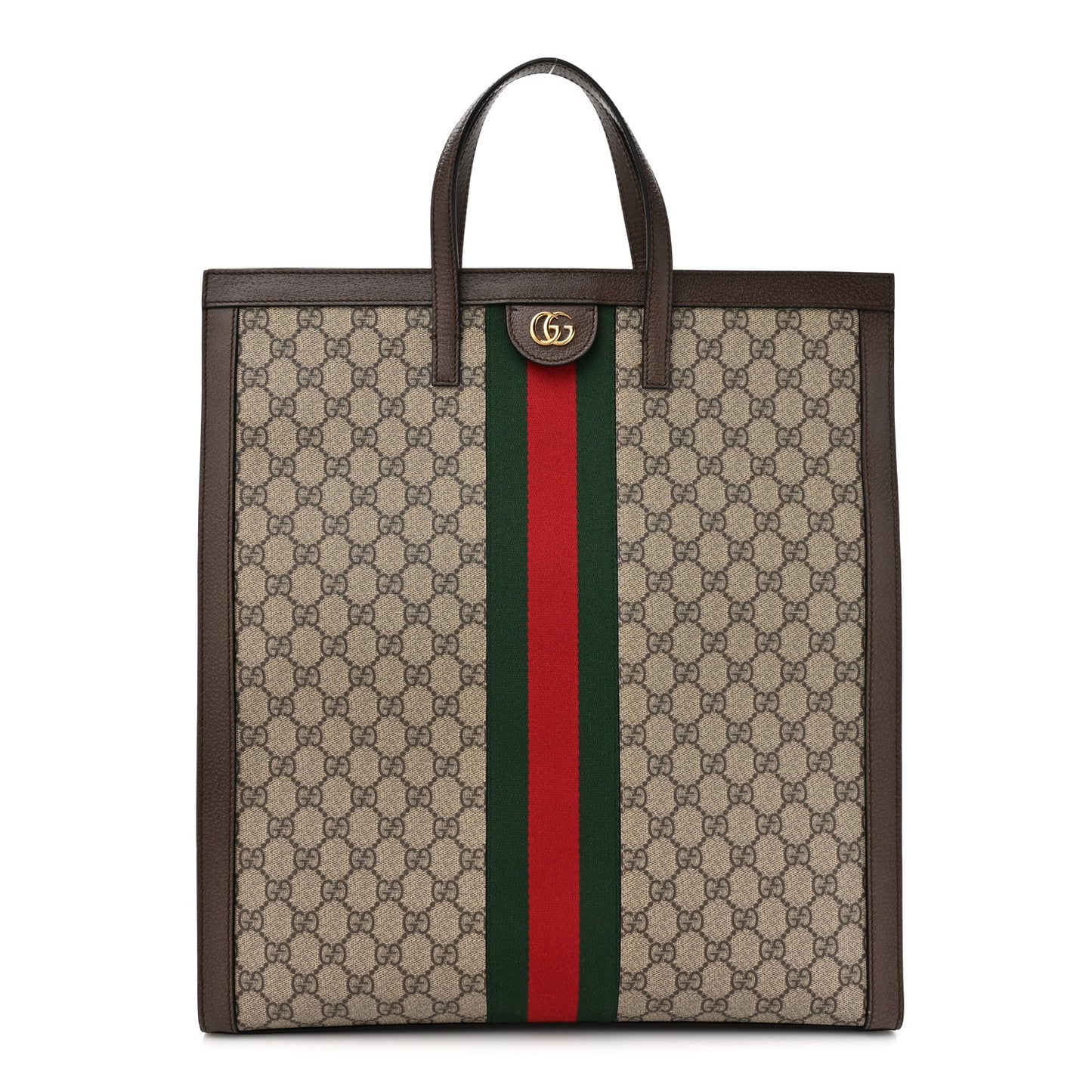 GG Supreme Monogram Web Ophidia Vertical Tote Brown