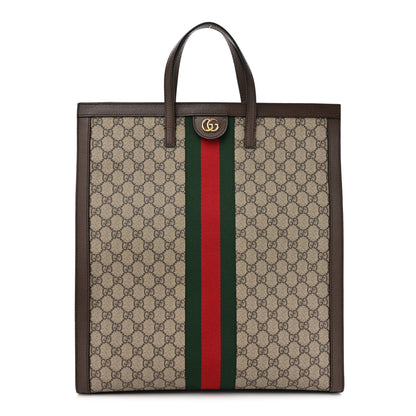 Gucci GG Supreme Monogram Web Ophidia Vertical Tote Brown 1 of 14