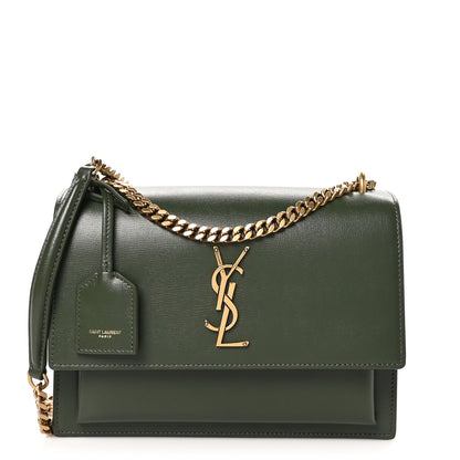 Saint Laurent Smooth Calfskin Medium Monogram Sunset Satchel Vert Kaki 1 of 11