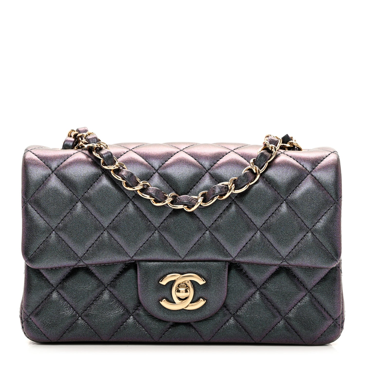 Chanel Iridescent Lambskin Quilted Mini Rectangular Flap Black 1 of 9