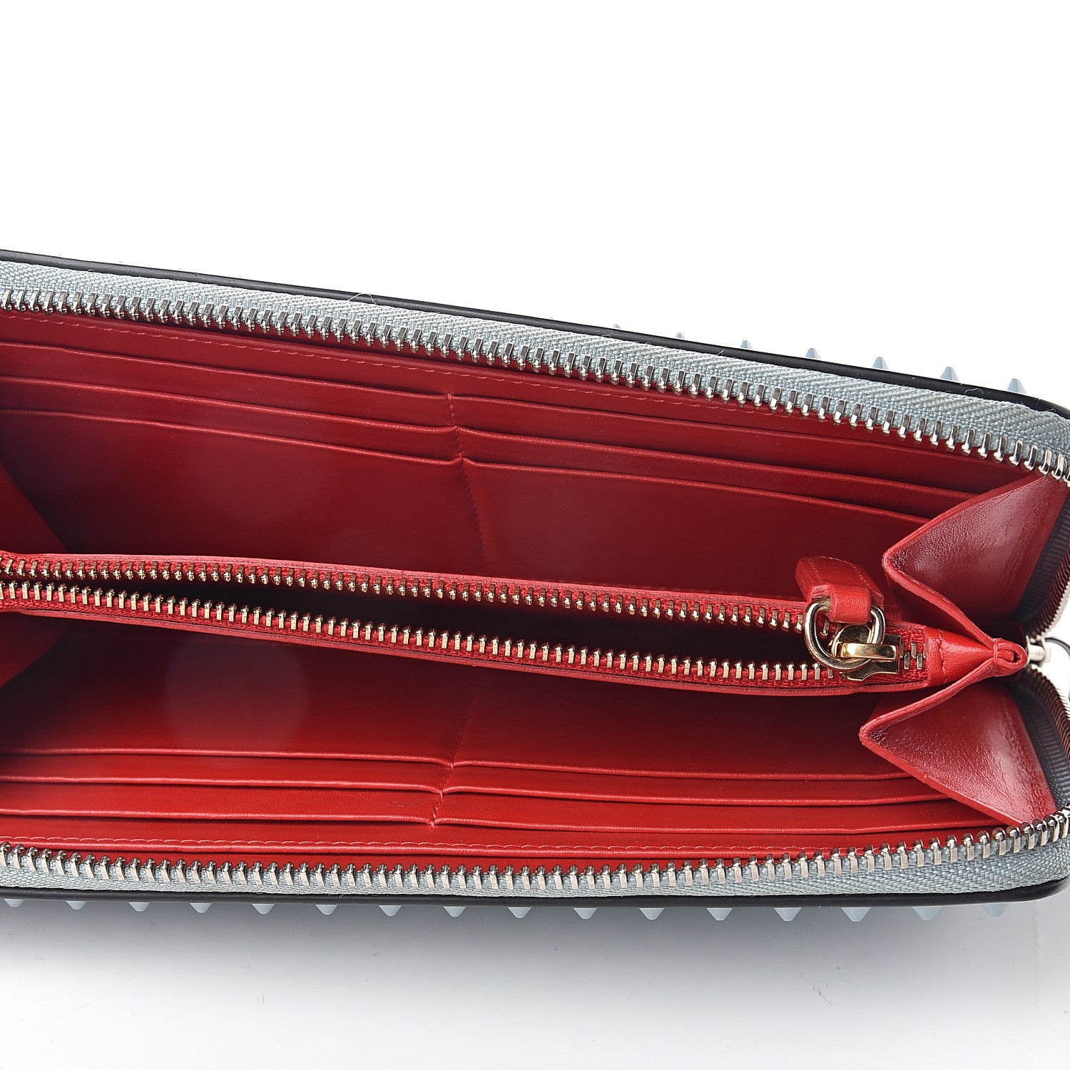Christian Louboutin Calfskin Panettone Spiked Zip Around Wallet Horizon 4 of 5