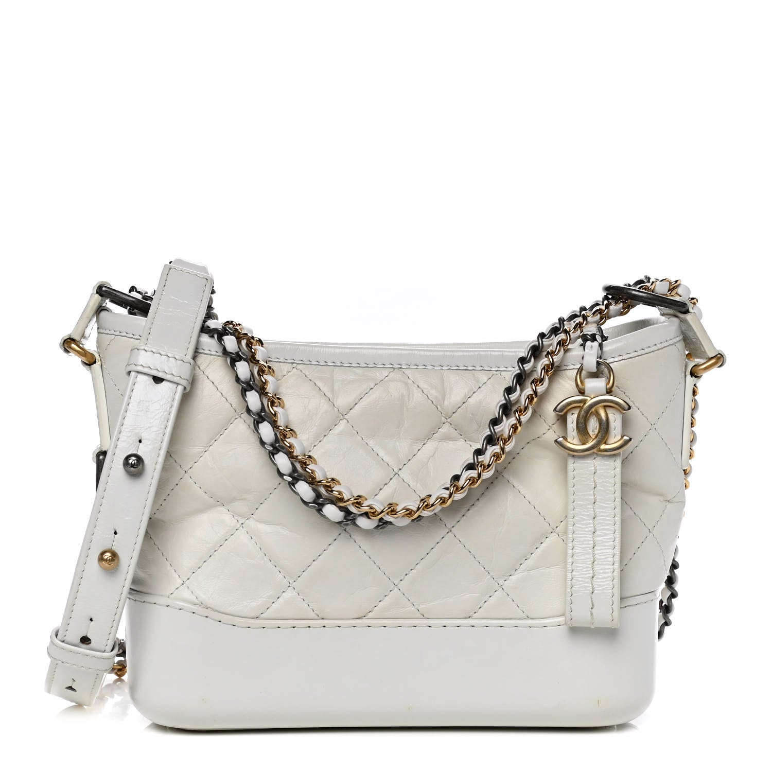 Chanel Aged Calfskin Quilted Small Gabrielle Hobo White 1 of 9