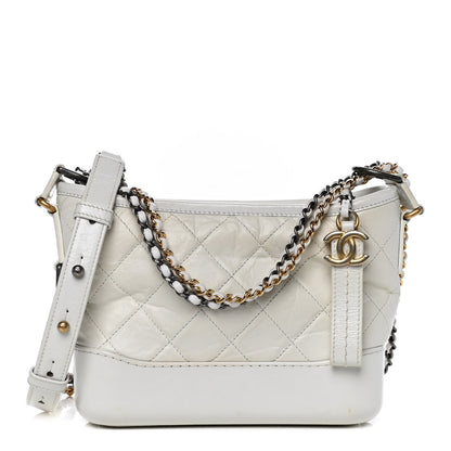 Chanel Aged Calfskin Quilted Small Gabrielle Hobo White 1 of 9