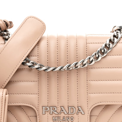 Prada Soft Calfskin Impunture Diagramme Medium Chain Flap Shoulder Bag Cipria 8 of 11