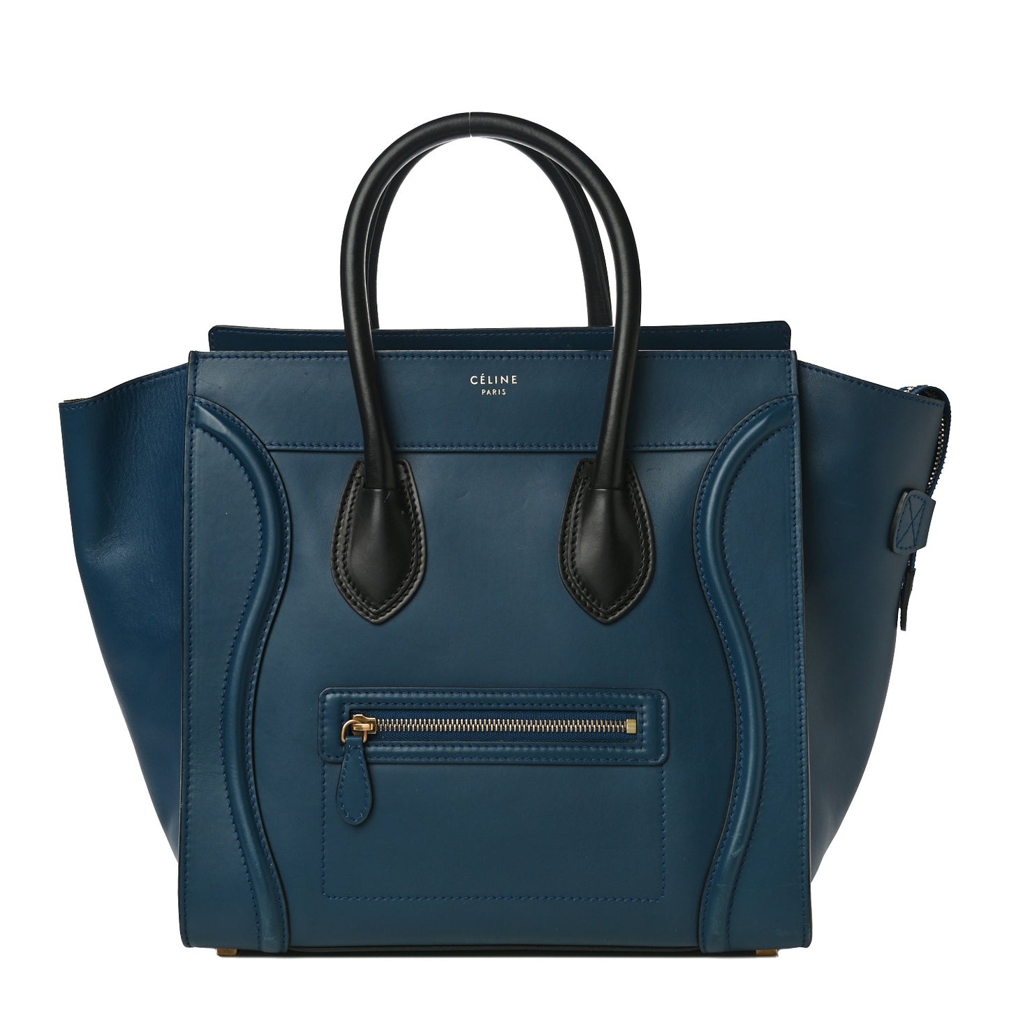 Smooth Calfskin Mini Bi-Color Luggage Ocean Blue